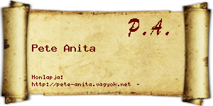 Pete Anita névjegykártya